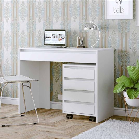 Kit Home Office com escrivaninha e gaveteiro Volante com 4 gavetas.