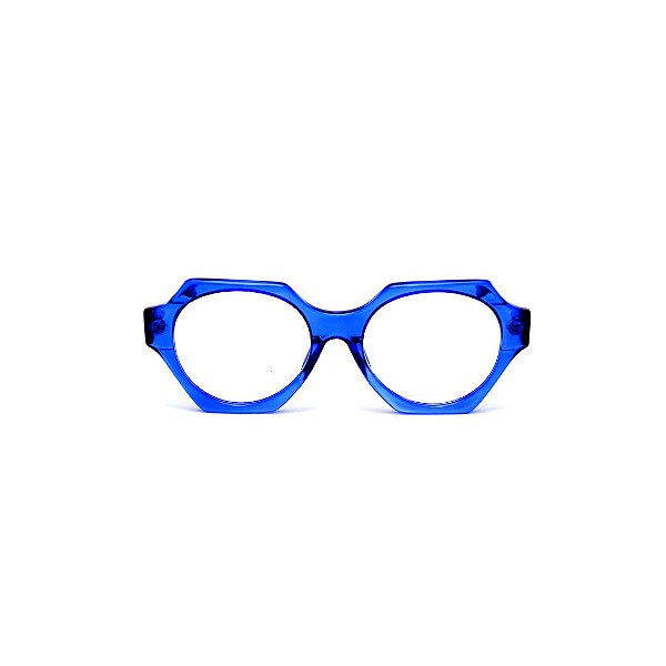 Óculos de Grau Gustavo Eyewear G72 6 na cor azul e hastes pretas.