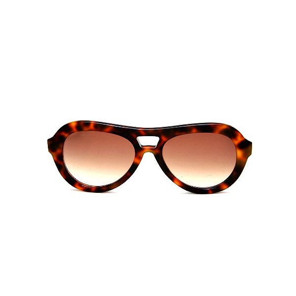 Óculos de Sol Gustavo Eyewear G113 5. Cor: Animal print. Haste animal print. Lentes marrom.