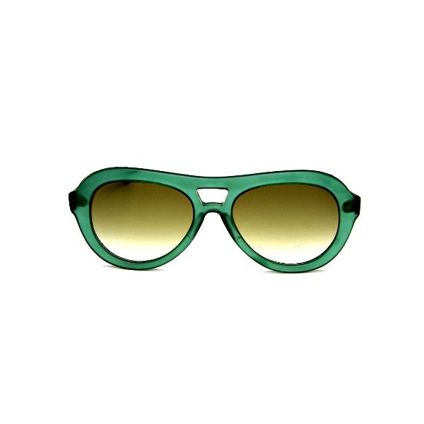 Óculos de Sol Gustavo Eyewear G113 6. Cor: Verde fosco translúcido. Haste preta. Lentes verdes.