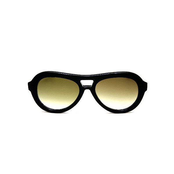 Óculos de Sol Gustavo Eyewear G113 7. Cor: Preto. Haste preta. Lentes marrom.