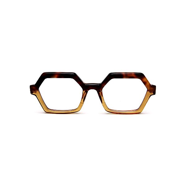 Óculos de Grau Gustavo Eyewear G123 3 em Animal Print e âmbar, hastes animal print. Clássico