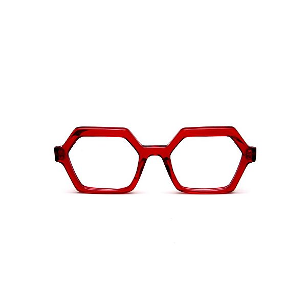Óculos de Grau Gustavo Eyewear G123 9 na cor vermelha e hastes animal print.