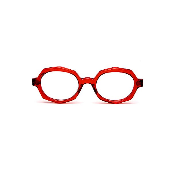 Óculos de Grau G121 4 na cor vermelho translúcido com as hastes animal print.