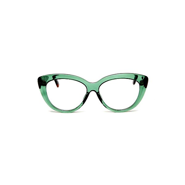 Óculos de Grau G107 4 na cor verde e hastes animal print.