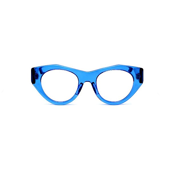 Óculos de Grau Gustavo Eyewear G119 7 na cor azul e hastes pretas.