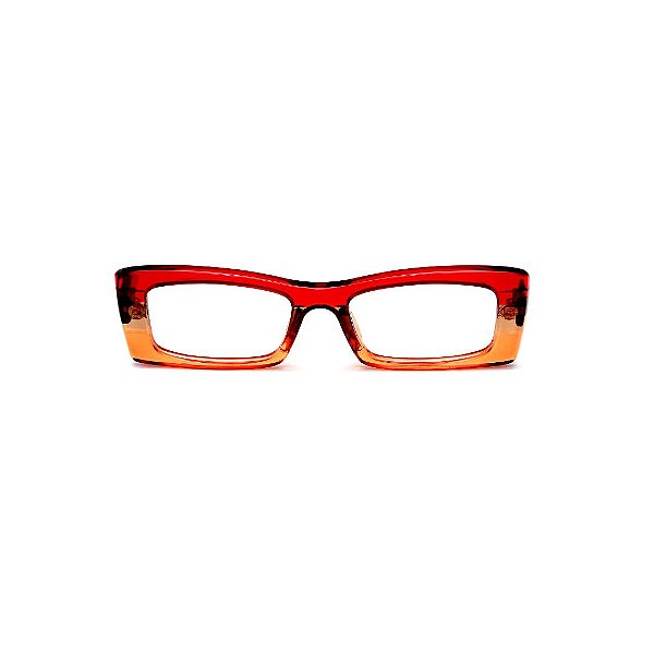 Óculos de Grau Gustavo Eyewear G35 7 nas cores vermelho e âmbar, com hastes Animal Print.