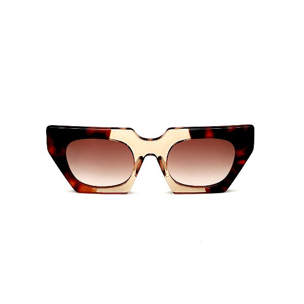 Óculos de Sol Gustavo Eyewear G137 3 em Animal Print e âmbar, hastes Animal Print e lentes marrom.
