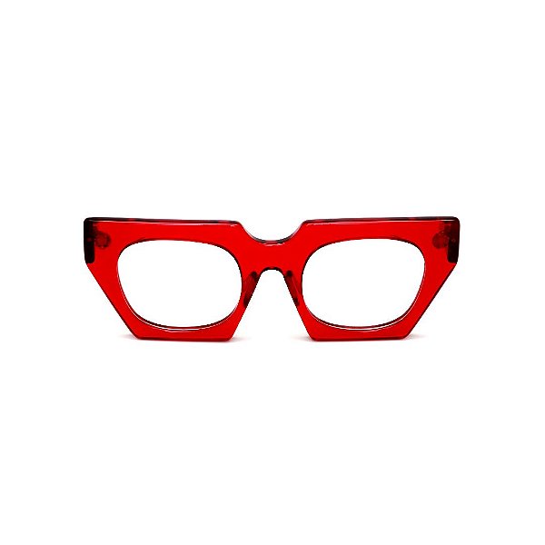 Óculos de Grau Gustavo Eyewear G137 4 em vermelho e hastes Animal Print.