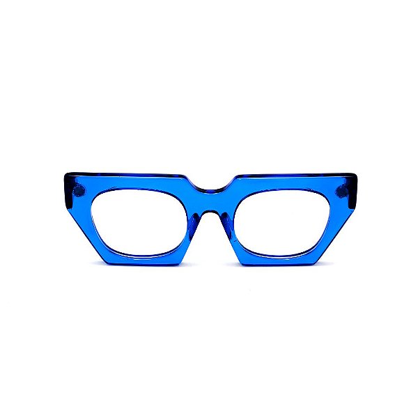 Óculos de Grau Gustavo Eyewear G137 5 na cor azul e hastes pretas.
