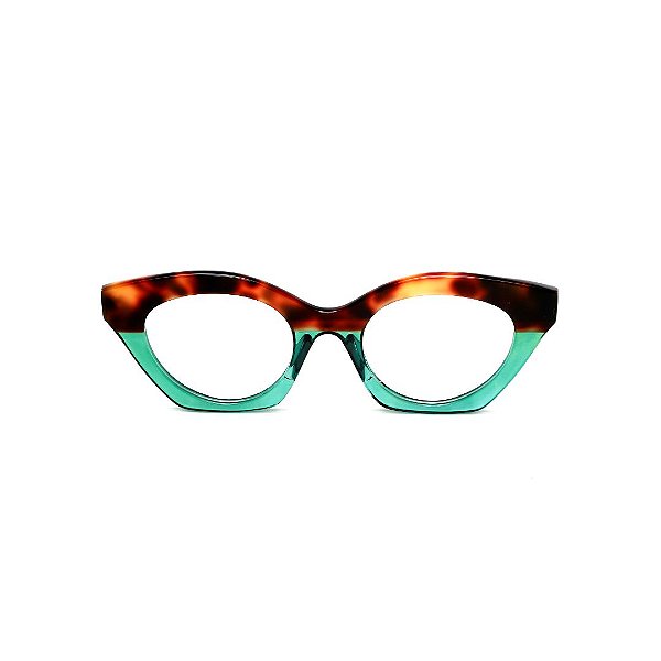Óculos de Grau G71 4 em animal print e verde com as hastes animal print. Clássico