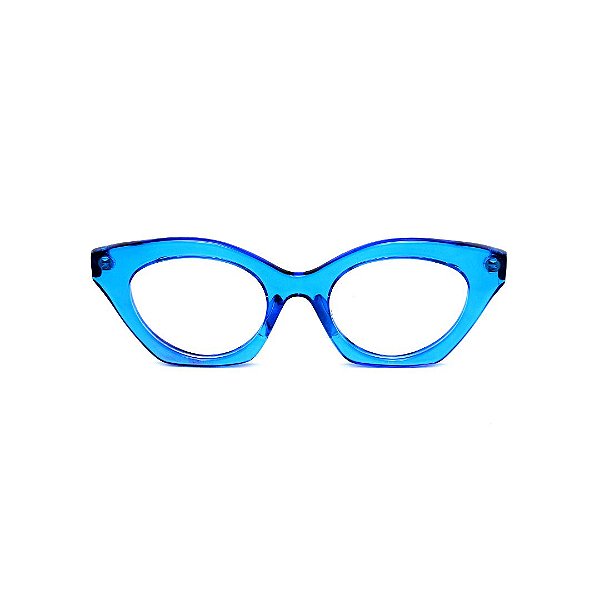 Óculos de Grau G71 5 na cor azul e hastes animal print.