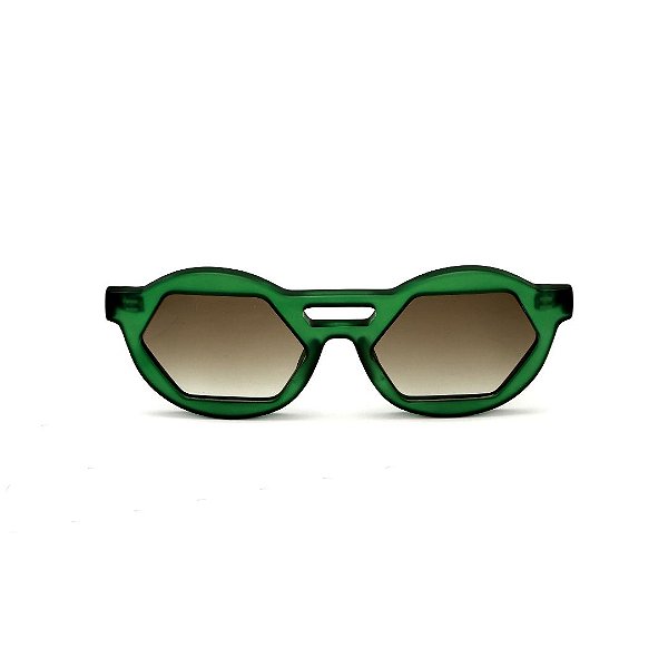 Óculos de Sol Gustavo Eyewear G134 4 Cor: Verde translúcido. Haste preta. Lentes marrom.