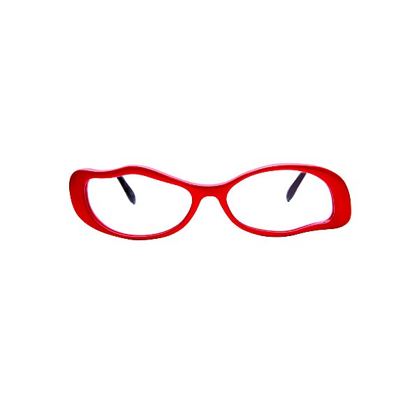Óculos de Grau Gustavo Eyewear G15 3 na cor vermelha e hastes animal print.