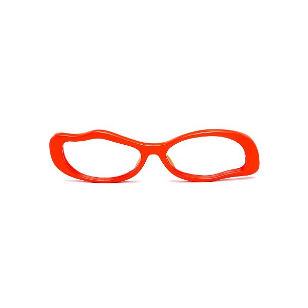 Óculos de Grau Gustavo Eyewear G15 4 na cor laranja e hastes animal print.