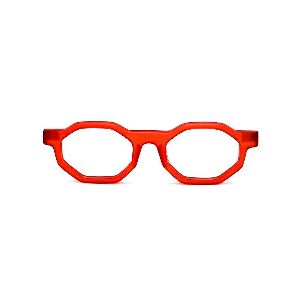 Óculos de Grau Gustavo Eyewear G136 1 na cor vermelha e hastes animal print.