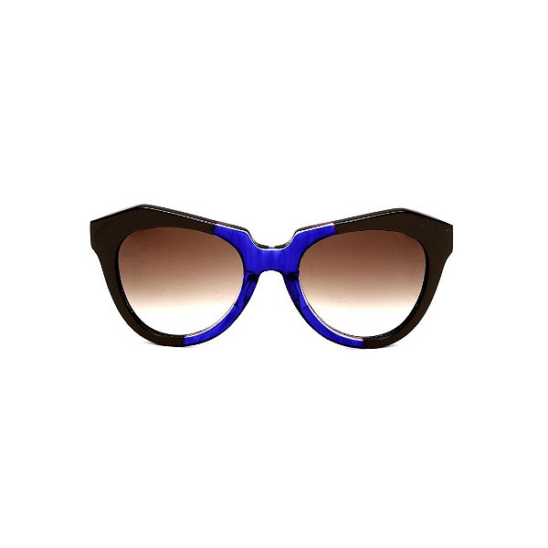 Óculos de Sol G23 1 nas cores azul e marrom, hastes pretas e lentes marrom.