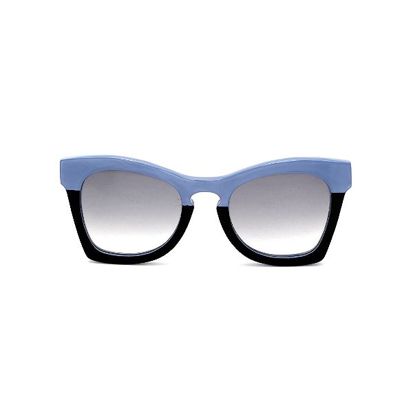 Óculos de Sol Gustavo Eyewear G75 2. Cor: Azul e preto. Haste preta. Lentes cinza.