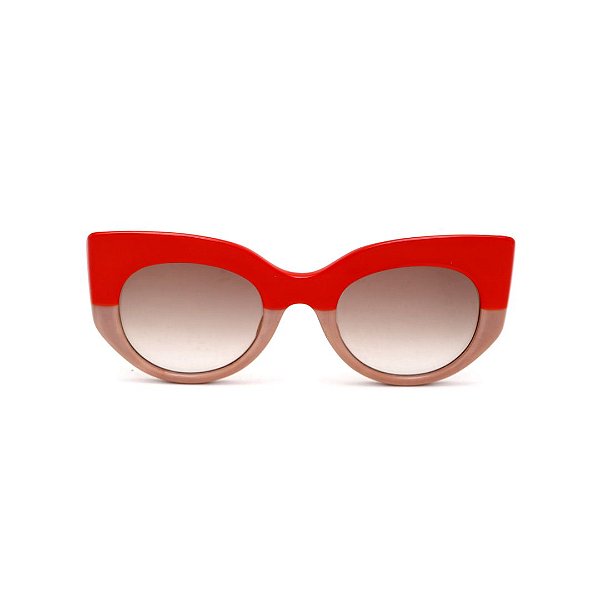 Óculos de Sol G13 4 nas cores vermelho e nude com as hastes animal print.