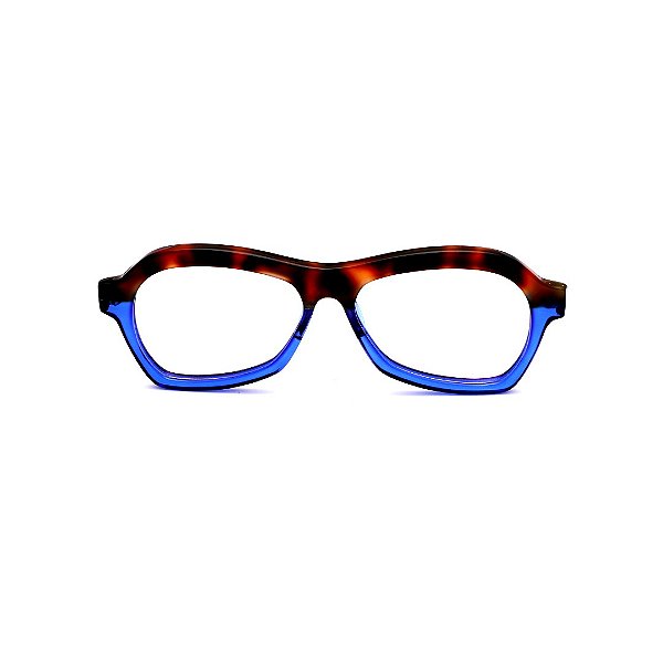 Óculos de Grau Gustavo Eyewear G105 1 em Animal Print e azul, com as hastes em Animal Print. Unisex