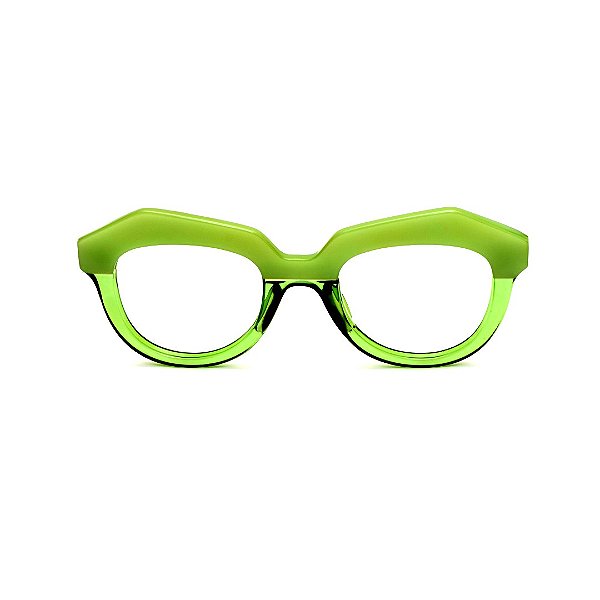 Óculos de Grau Gustavo Eyewear G37 2 nas cores jade e verde, com as hastes verdes.