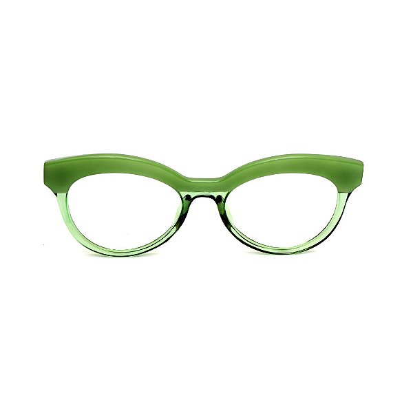 Óculos de Grau G38 3 nas cores jade e verde translúcido com as hastes preta.