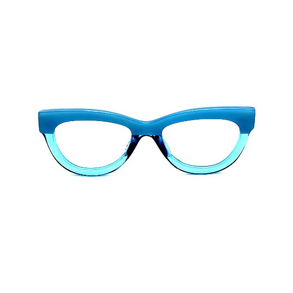 Óculos de Grau Gustavo Eyewear G73 2 na cor azul e hastes pretas.