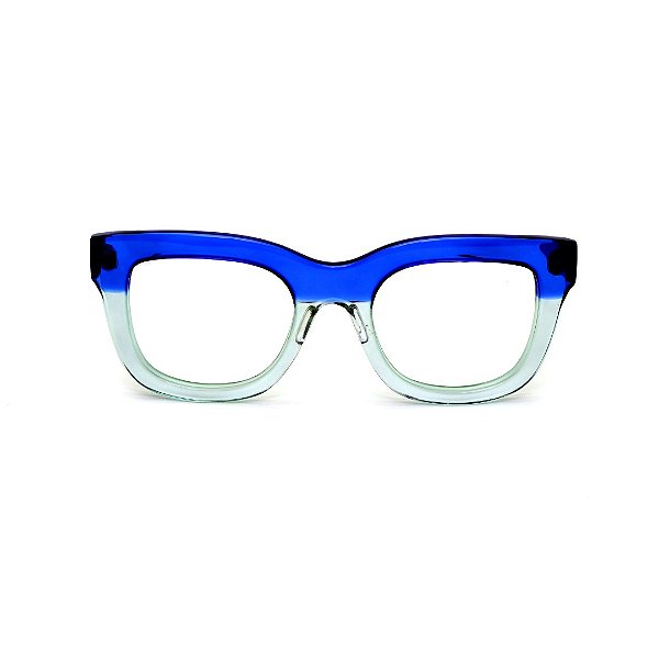 Óculos de Grau Gustavo Eyewear G57 8 nas cores azul e acqua, com as hastes azuis.