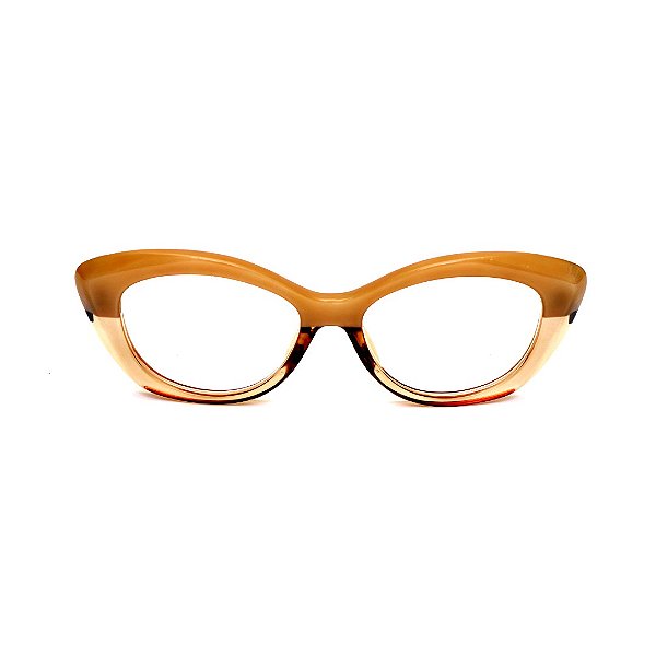 Óculos de Grau G103 6 nas cores doce de leite e âmbar, com as hastes animal print.