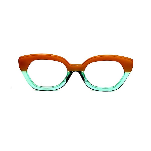 Óculos de Grau G70 2 nas cores doce de leite e acqua com as hastes pretas.  - Gustavo Eyewear Óculos de Sol e Óculos de Grau