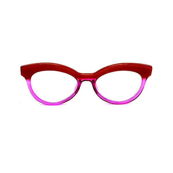 Óculos de Grau G38 4 nas cores vermelho e violeta com as hastes violeta.