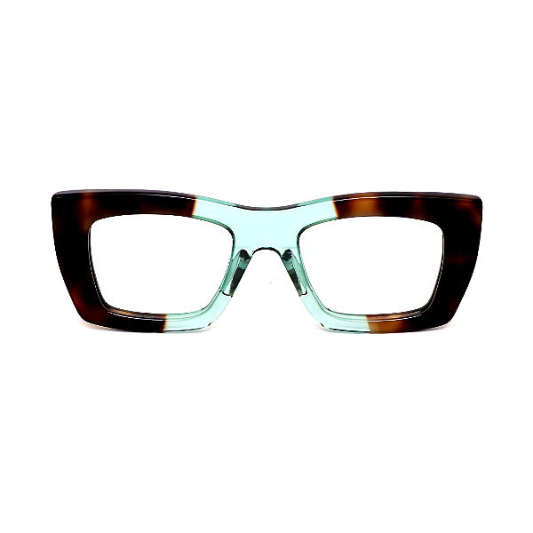 Óculos de Grau Gustavo Eyewear G79 2 em animal print e acqua, hastes animal print. Clássico