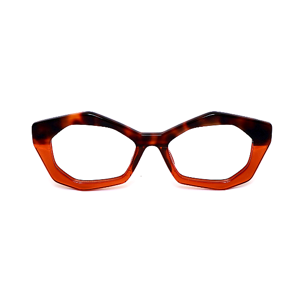 Óculos de Grau Gustavo Eyewear G53 8 em Animal Print e vermelho, com as hastes Animal Print. Clássico
