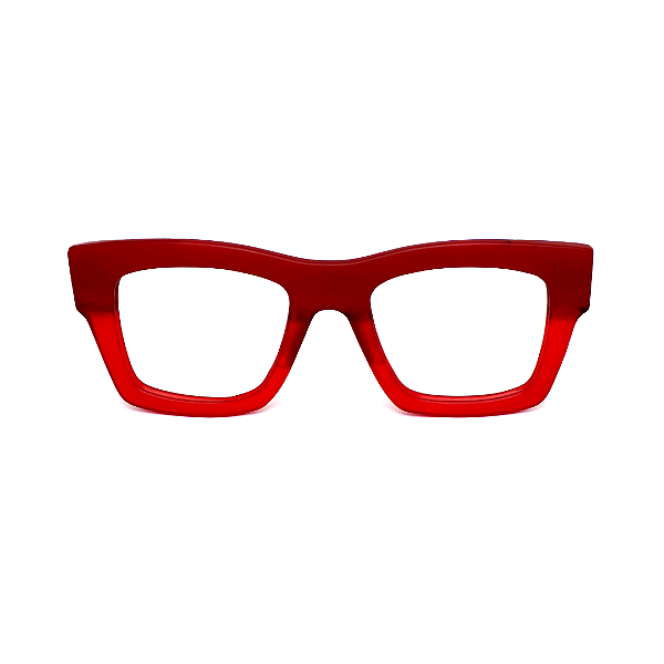 Óculos de Grau G58 2 na cor vermelha opaco e translúcido com as hastes preta.