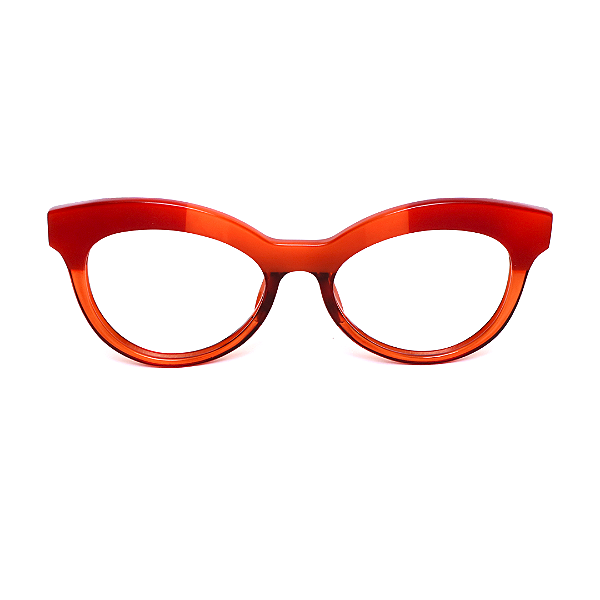 Óculos de Grau G38 2 nas cores vermelho e laranja com as hastes preta.