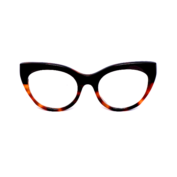 Óculos de Grau Gustavo Eyewear G65 1 em Animal Print e preto, com as hastes pretas. Clássico