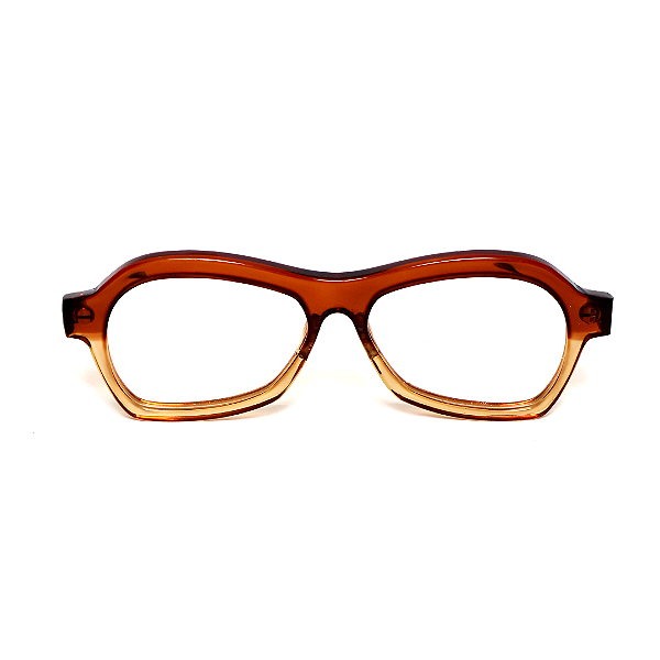 Óculos de Grau Gustavo Eyewear G105 4 nas cores marrom e âmbar com as hastes marrom. Unisex