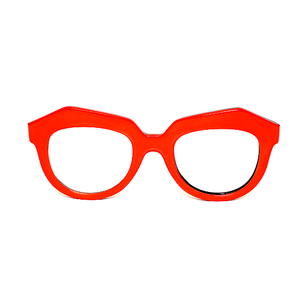 Óculos de Grau Gustavo Eyewear G37 7 na cor vermelha e com as hastes pretas.