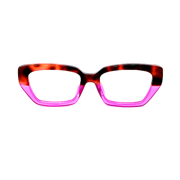 Óculos de Grau Gustavo Eyewear G51 1 em Animal Print e violeta, com as hastes violeta. Clássico