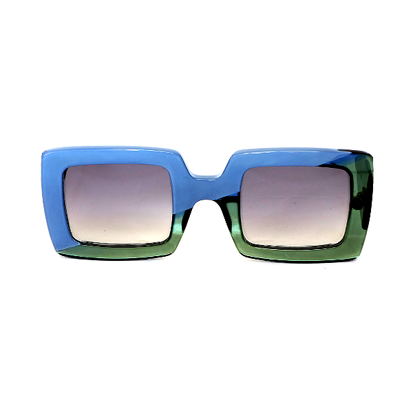 Óculos de Sol G01 3 nas cores azul e verde, com as hastes pretas e lentes cinza.