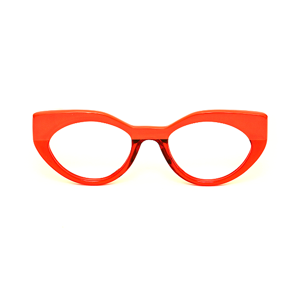 Óculos de Grau Gustavo Eyewear G93 2 na cor vermelha e hastes pretas.