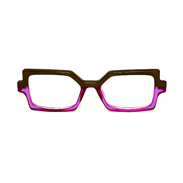 Óculos de Grau G127 2 nas cores violeta e bordô, hastes violeta.