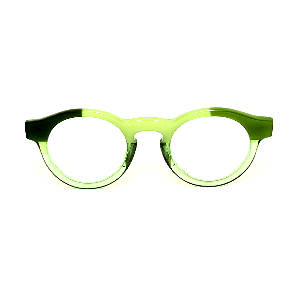 Óculos de Grau Gustavo Eyewear G29 4 em tons de verde e hastes marrom.