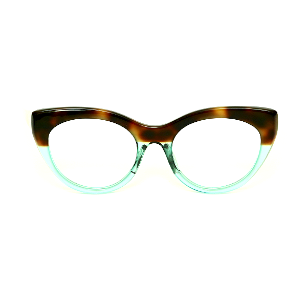 Óculos de Grau Gustavo Eyewear G65 3 em Animal Print e acqua com as hastes animal print. Clássico
