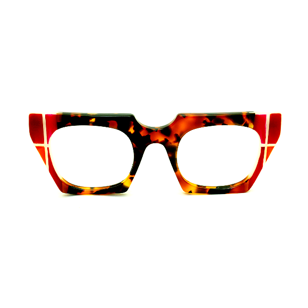 Óculos de Grau G160 7 em Animal Print, vermelho e laranja. Hates vermelhas.