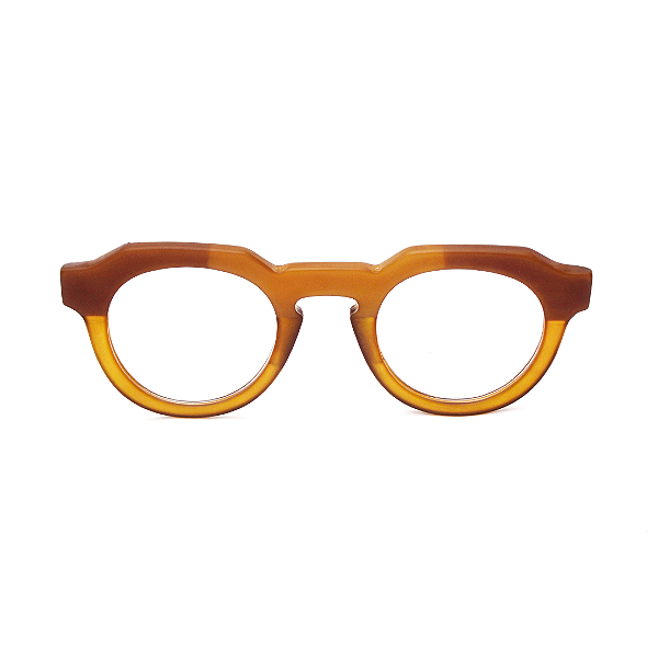 Óculos de Grau Gustavo Eyewear G66 9 Doce de Leite e âmbar, hastes pretas. Doce de Leite. Modelo unisex.