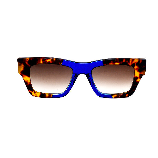Óculos de Sol Gustavo Eyewear G64 1 em Animal Print e azul, hastes Animal Print e lentes marrom. Clássicos. Modelo Unisex