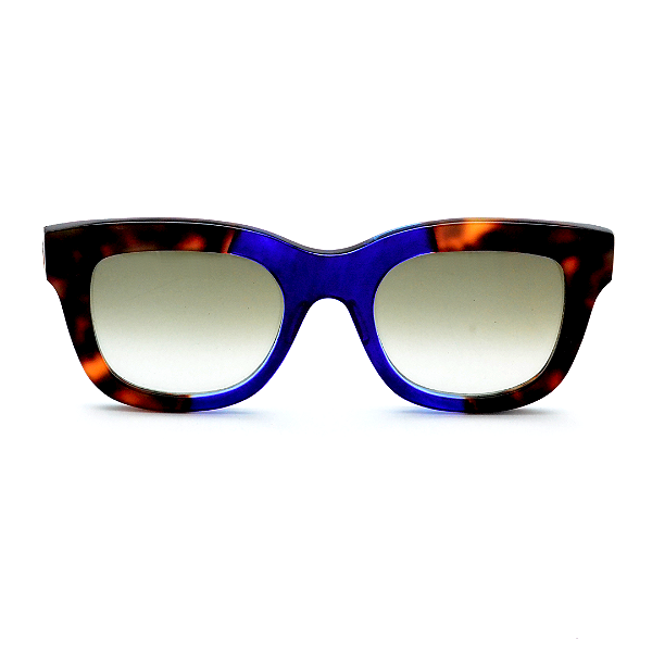 Óculos de Sol Gustavo Eyewear G57 1 em Animal Print e azul, hastes Animal Print e lentes cinza. Clássico