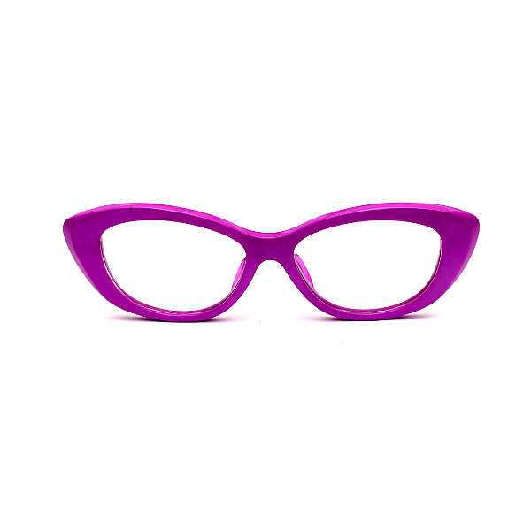 Óculos de Grau Gustavo Eyewear G50 4 em lilás e hastes pretas.