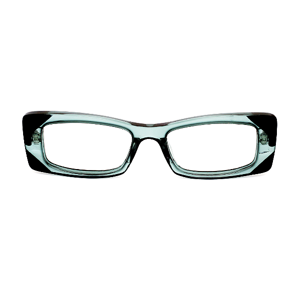 Óculos de Grau Gustavo Eyewear G35 2 em acqua e preto. Hastes pretas.